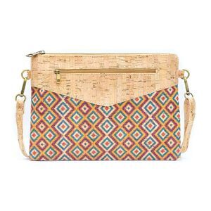 Corkadia Mio Criss-Cross Cork Clutch Eco-Friendly NWOT Diamonds